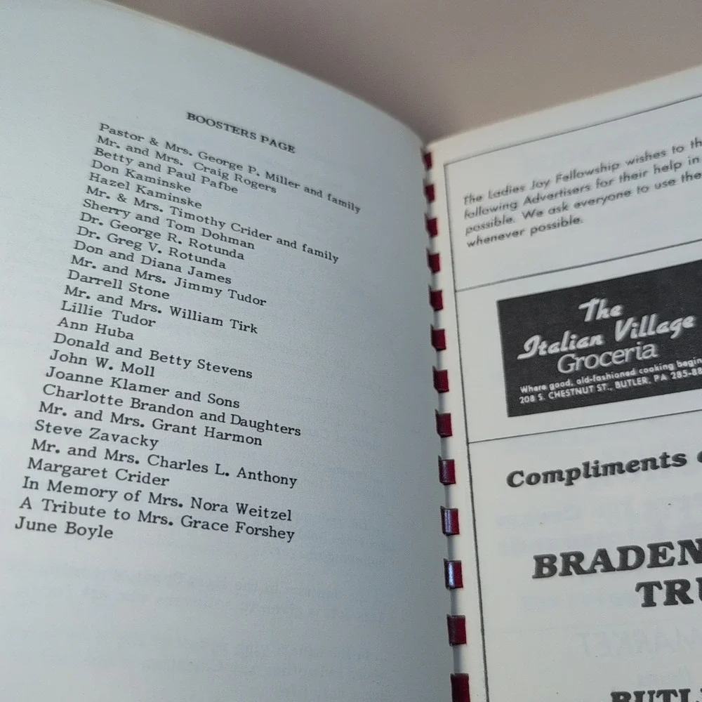 Sharing Recipes Cookbook By Ladies Joy Fellowship Butler Assembly Of God 1984
